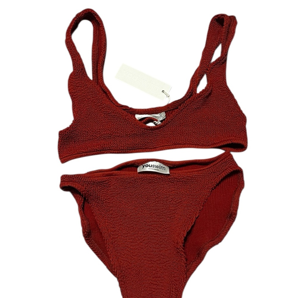 Youswim Textured Coral Red Swim Top